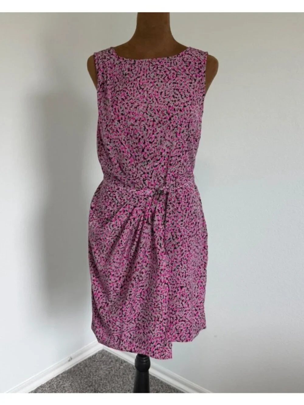 Armani Exchange Sleeveless Round Neck Faux Wrap Abstract Dress Women's Size 0